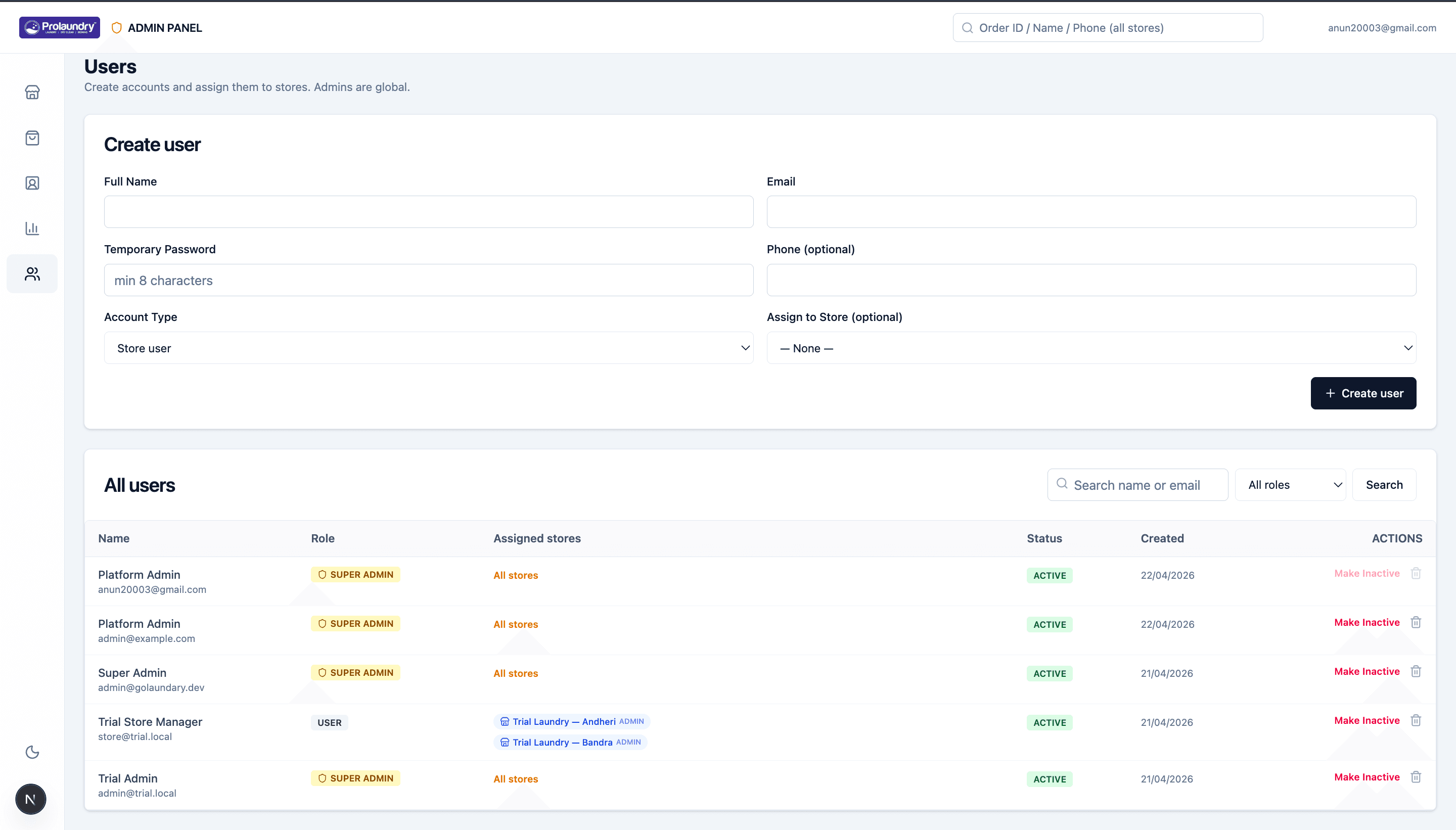 GoLaundry admin portal